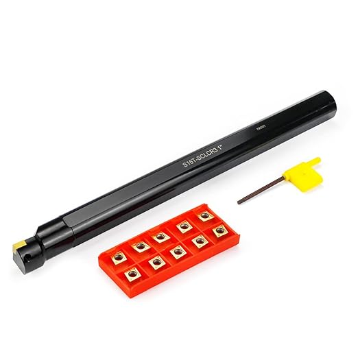 OSCARBIDE 1"x12" Indexable Boring Bar, 1" Shank, RH Sclcr, 10pcs Carbide Inserts CCMT09T304(CCMT32.5), S16T-SCLCR3