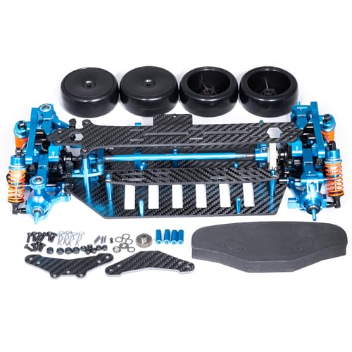 WEFEINO Alloy & Carbon RC Chassis Shaft Drive Touring Car Body Frame Kit for 1/10 Tamiya TT02...