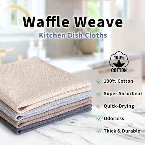 Py Home & Sports Kitchen Towels Set Of 4, 100% Cotton 14 Inchx14 Inch Waffle Weave Dish Towels thumb #1