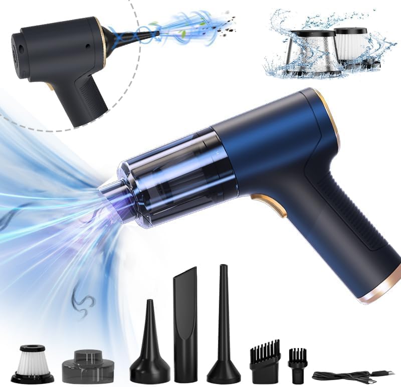 Aspiradora inalámbrica 5 en 1 montada en coche, motor multifuncional sin escobillas de 12000 PA de alta potencia, mini aspiradora inalámbrica de