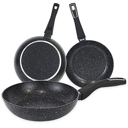 Quttin Sarten Antiadherente Aluminio con Revestimiento Resistente. Cacerola de Aluminio Forjado con Tapa de Cristal. Aptas para todo tipo de Cocinas. Modelo Select Negro Diametro 20 cm