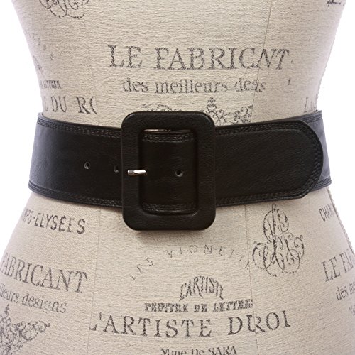 Women's 2 1/4" Wide High Waist Rectangular Stitch-edged Leather Belt2