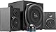 Speedlink Gravity LT PC Lautsprecher 2.1 Soundsystem Bluetooth - mit Subwoofer aus Holz, Aktiv Lautsprechersystem 80 Watt, 3,5mm Klinke AUX, RGB-Tischfernbedienung, schwarz