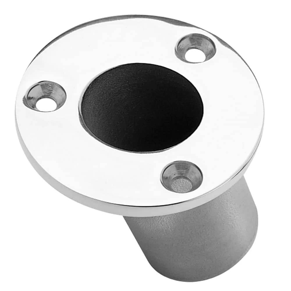 Taylor Made Flush-Mount Boat Flag Pole Socket, 60-Degree Angle, Fits 1-1/4" Diameter Poles, T316 Polished Stainless Steel, Fits Gunwale, Deck, Pontoon, Marina - 967