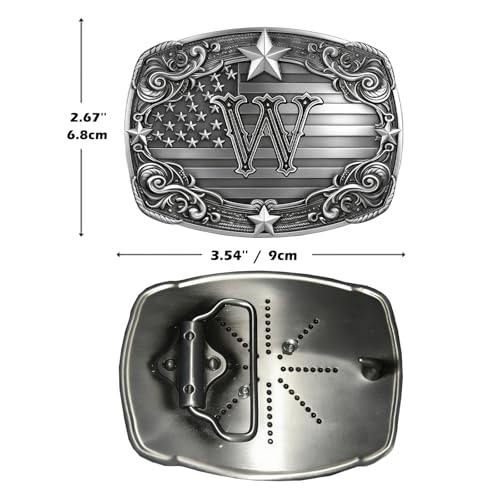 Image of Western Belt Buckle for Men Vintage Cowboy Rodeo Texas Initial Letter ABCDJMR to Z Belt Buckles