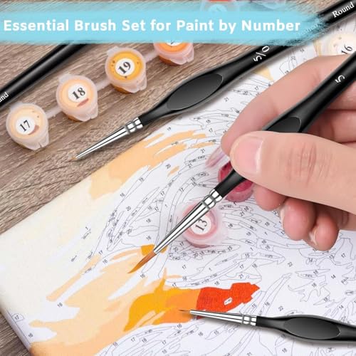 Image of Detail Paint Brushes Set with Triangular Handles,Miniature Brushes for Fine Detailing & Art Painting - Acrylic, Watercolor, Oil, Models, Figurine, Paint by Numbers Kit for Adults