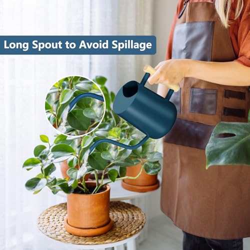 Image of Watering Can Indoor Plants, 35oz Small Stainless Steel Metal Watering Can Modern Decorative Watering Pot with Long Spout for Indoor House Plant Bonsai Garden Flowers (Dark Blue)