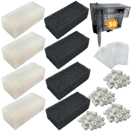 beaufan 4 Set of Three-Stage Filtration Tank Filter Maintenance Kit, Replacement for AquaClear 50/200 50-Gallon Power Filter, Fish Tank Filter for 20- to 50-Gallon Aquariums