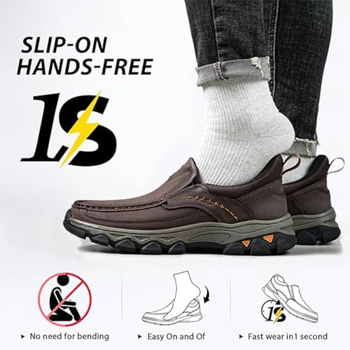 Mens Casual Shoes Slip On Leather Loafers Handmade Daily Walking Comfortable for Work Office Outdoor Non-Slip Shoes3