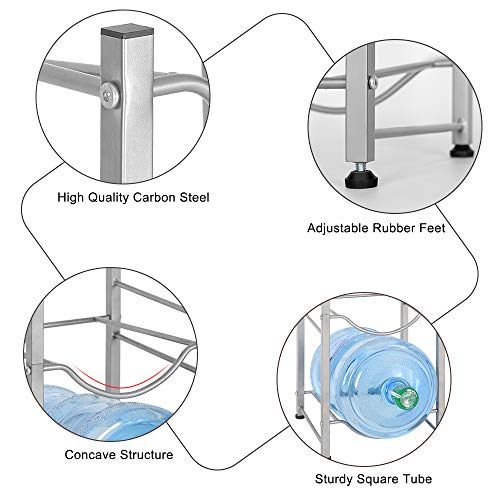 Vrisa Water Bottle Holder Water Jug Rack, 5 Gallon Water Bottle Organizer For 3 Tiers Storage, Silver #TOP3