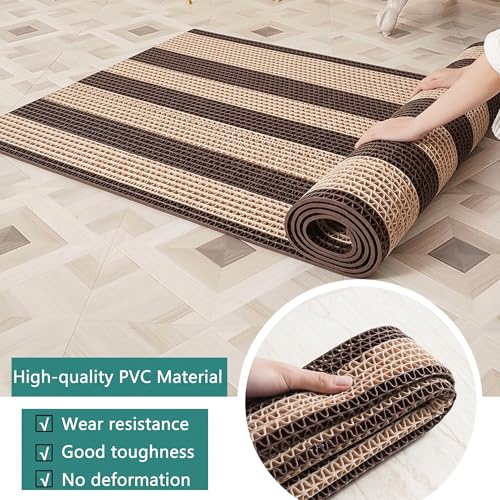Image of TIB Anti Skid Waterproof PVC Rubber Mat for Bathroom, Floor, Swimming Pool, Shower, Entrance & Rainy Areas | Multipurpose Dual Colour Floor Mat,4x20 Feet,Beige & Coffee