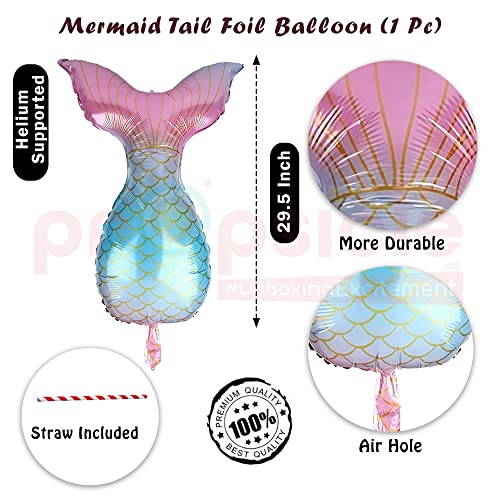 Image of Propsicle Birthday Foil Mermaid Theme Birthday Decoration Balloon Green Pack of 5 Girl Birthday Party Supplies Item