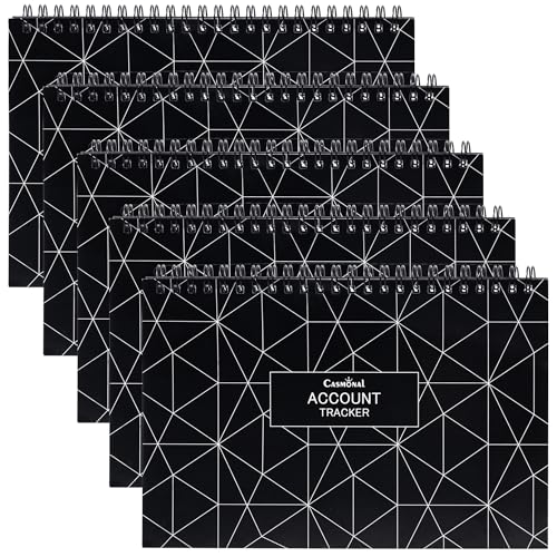 CASMONAL A5 Big Check Registers for Personal Checkbook, Checkbook Register & Financial Transaction Ledger Book for Small Business, Track Payments, Deposits, Debit Card and Bank Account, Black, 5 Pack