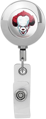 IT Pennywise Come Home - Carrete retráctil de metal cromado con clip para tarjetas de identificación