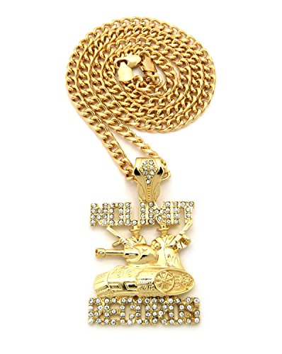 Crescendo SJ INC New ICED Out NO Limit Records Pendant &5mm/24 Cuban Chain Necklace - XZ118CCG