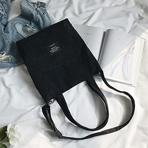 Women's corduroy shoulder bag striped fabric handbag casual zipper handbag messenger bag2