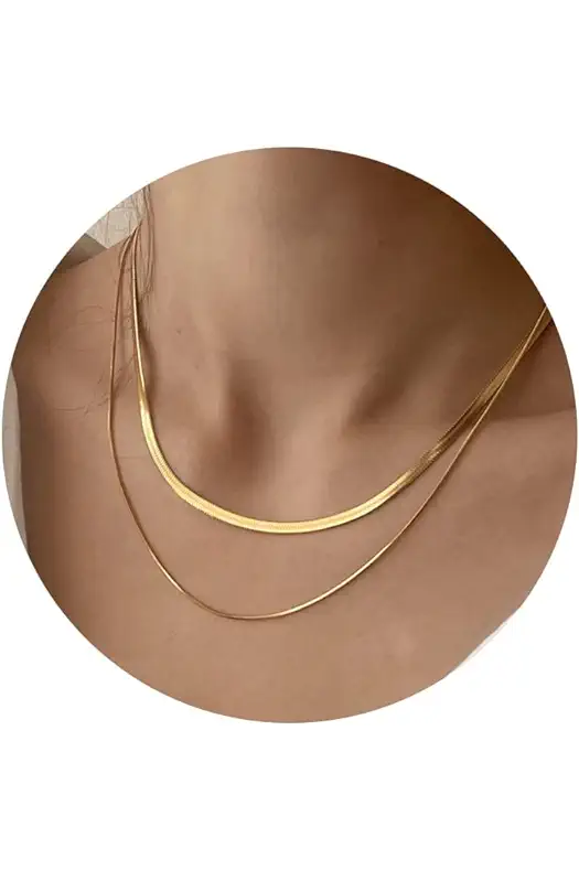 CHESKY 14K Gold/Silver Plated Snake Chain Necklace Herringbone...