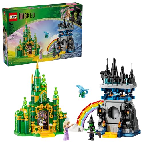 LEGO Wicked Emerald City & Kiamo Ko Castle Building Toy - Elphaba & Glinda Toy Figures, 2 Buildable Playsets, & Flying Monkey Minifigure for Kids, Ages 9+ - Wicked Merch Gift for Girls & Boys - 75689 - image 1