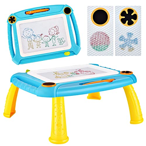 DUTIS Ardoise Magique Enfant Tableau De Dessin Magnétique Coloré à Multicolore Grand Format lanche à Dessin Effaçable Aimant pour Bébés Loisir Créatif Jouet Educatif (Blue)