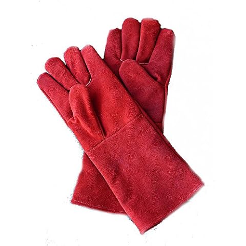 Leather heat resistant Gloves log burner, ovens BBQ, can be PERSONALISED (Personalise with Text) Cover