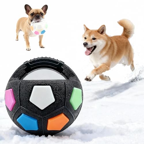 Foosunzy Dog Toy Ball TPR Heavy Duty Footbal 5 Inch Durable Chew Resistant Fetch Toy, Interactive Rolling & Bouncing Play for Medium Large Dogs, Chew Toy for Dental Health & Energy Release (Black)