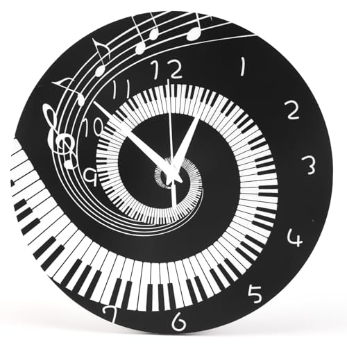 Tipo di Motività: Quarzo Pqahffowr Elegante Pianoforte Chiave Orologio Note Musicali Orologio Da Parete Moderno Rotondo Batteria Acrilico