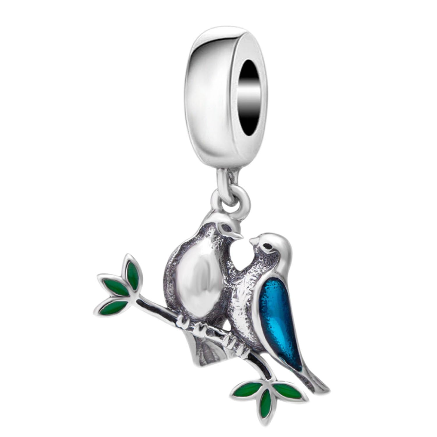 Lamoony Charms 925 Sterling Silver Love Bird Charm for Pandora Bracelet