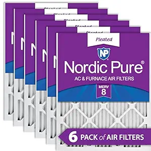 Nordic Pure 16x16x1M8-6 MERV 8 Pleated AC Furnace Air Filter, 16x16x1, Box of 6