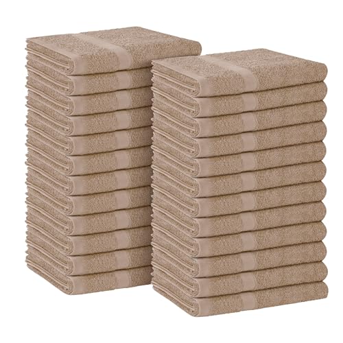 Image of Avalon Towels Salon Towel - Beige Hand Towels Bulk Pack of 24 - 100% Cotton Absorbent Spa, Facial & Gym Towel for Working Out - 16x27 Inches (Not Bleach Proof)