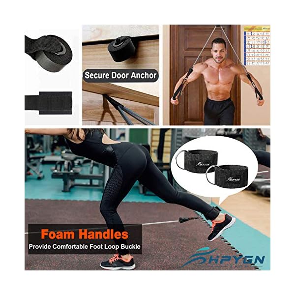 Resistance Band, Exercise Bands with Handles, Workout Bands, Fitness Bands with Door Anchor and Ankle Straps, for Heavy Resistance Training, Physical Therapy, Shape Body, Yoga, Home Workouts Set