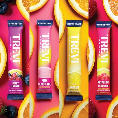 Image of TREVI Electrolytes Powder Packets, Sugar Free Hydration, Lemonade Variety | 28 Count Essential Daily Drink Mix, 0 Sugar, Magnesium, Potassium, Vitamin C, Calcium, B6 & B12 Vitamins