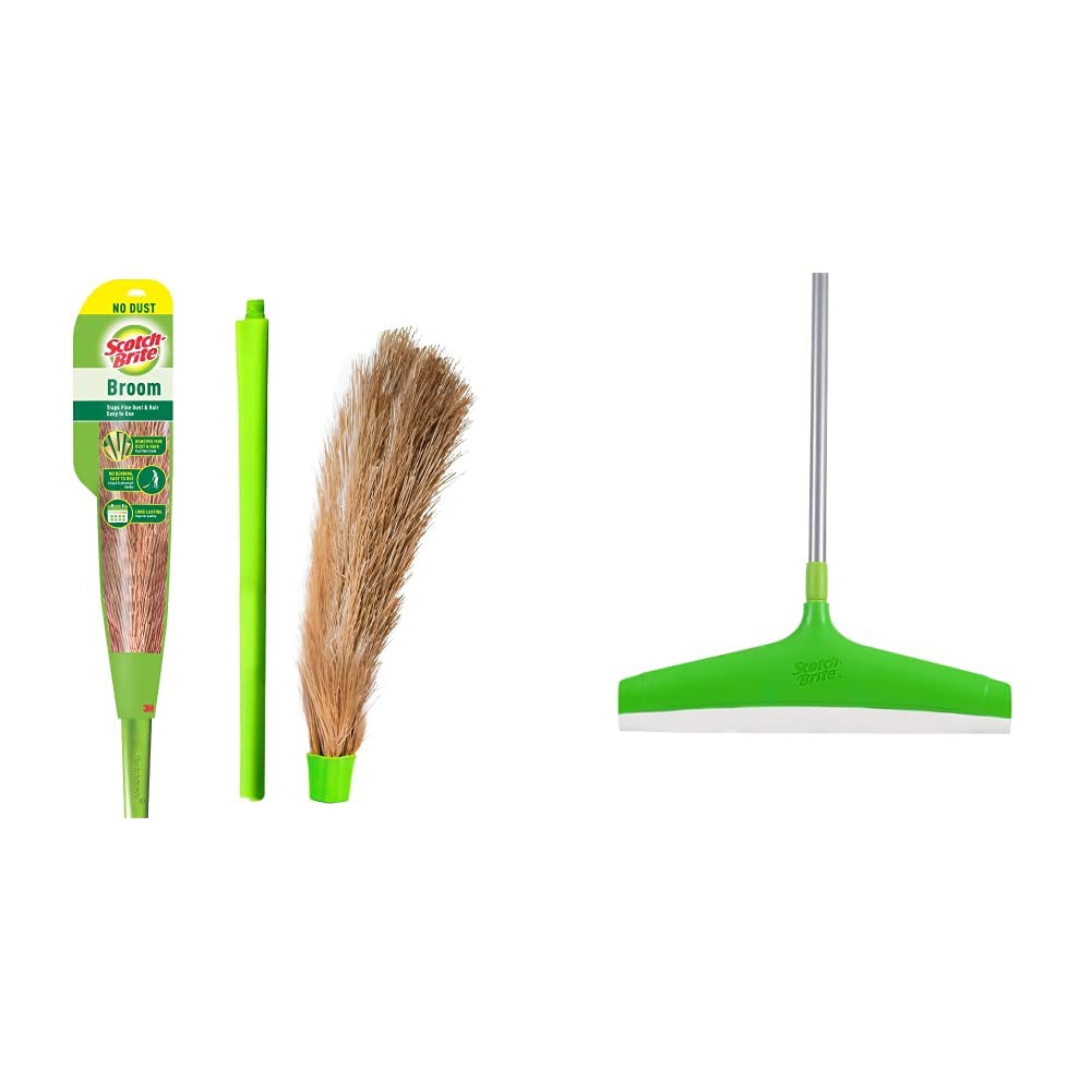 Scotch-Brite No-Dust Broom, Long Handle, Easy Floor Cleaning (Multi-use)