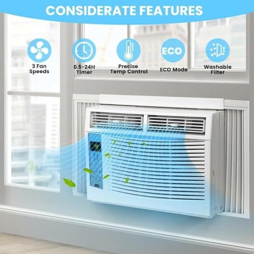 Image of Window Air Conditioner, 6000 BTU Window AC Unit, Cool Rooms up to 375 Sq.Ft., Eco & Sleep Modes, 24H Timer, Energy Saving, 52dB Quiet, Perfect for Bedroom, Apartment, Living Room, Office
