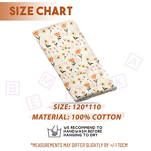 Image of BEMBIKA Bamboo Muslin Swaddle Wrap Baby 120X110 Cm Stroller Blanket Receiving Blanket for Newborn (Flowers)