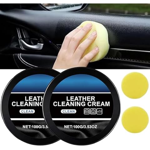 QCHIAN Cleaning and Care Cream & Cleaning Paste for Leather Care, Leather Care Cleaning Paste, Automotive Interior Leather Cleaning Cream, Leather Oil Balm for Car and Furniture (2Pcs) Cover