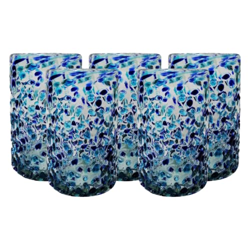 Lista de Vasos de sidra los más recomendados. 47 Mi Tonala | Juego de Vasos de Vidrio Soplado (6) Granizo Color Aguamarina 355 ml