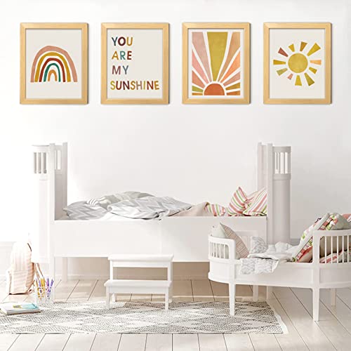 Image of You Are My Sunshine Wall Decor for Grils Bedroom Boho Framed Wall Art 8''x10'' Set of 4 Boho Baby Decor,Rainbow Decor for Girls Rainbow Classroom Decor