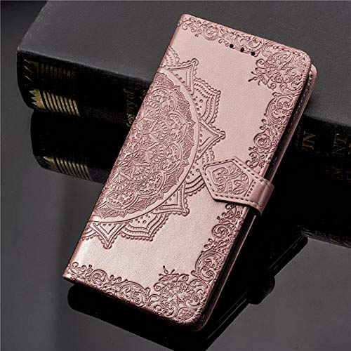 Image of ClickCase Queen Series for iPhone 15 Plus Leather Flower Embossing Wallet Flip case Magnetic Closure Flip Cover for iPhone 15 Plus (Rose Gold)