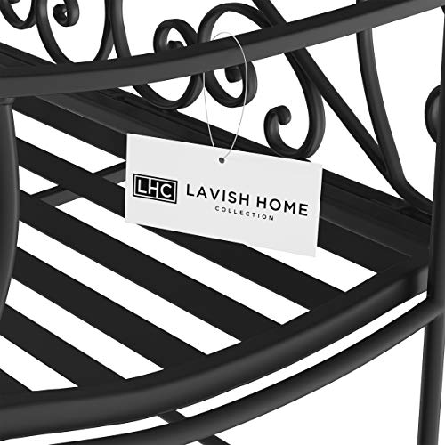 Lavish Home 80-Outd-3 Durable And Stylish Accent Furniture Folding Garden Bench – Outdoor Seating With Scrollwork Design, Black #TOP6