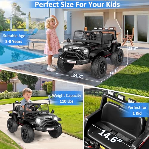 Hikole 24V Kids Ride on Car with Parent Remote Control, Electric Truck Car Toys for Toddler Boys Girls Ages 3 - Additional View