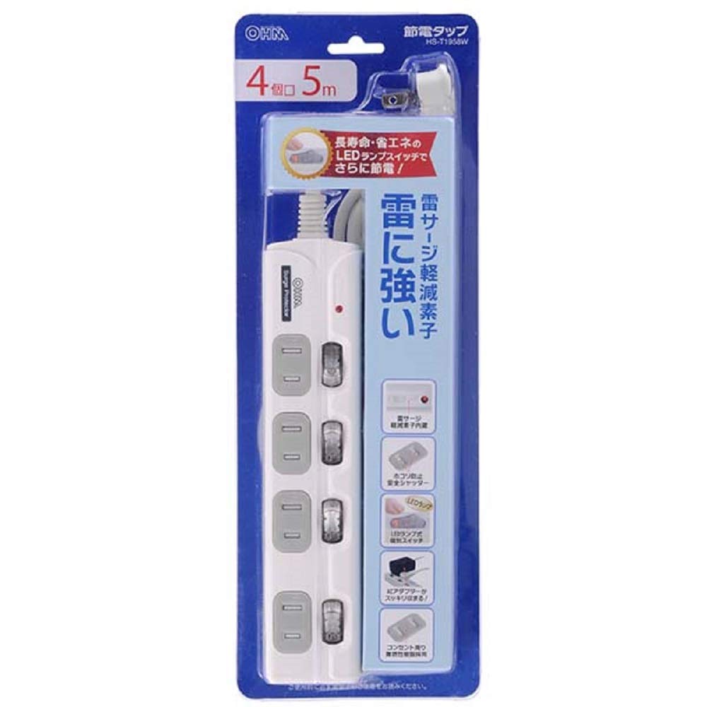 Amazon.co.jp: オーム電機 雷ガード・個別スイッチ付 節電タップ