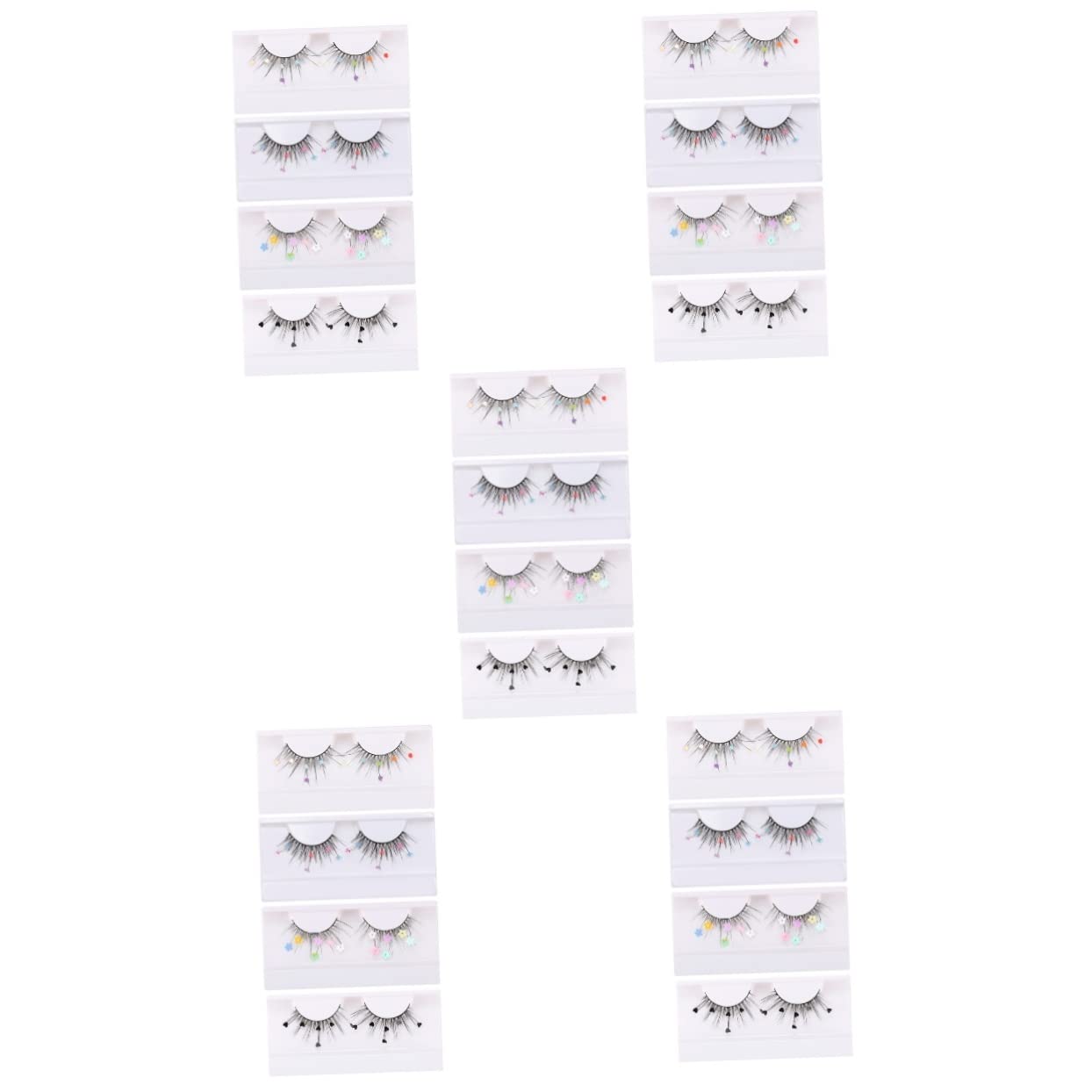 Healeved 20 Paires faux cils à paillettes cils colorés de maquillage d'halloween faux naturels maquillage des extensions de scintillants de cosplay Imitation