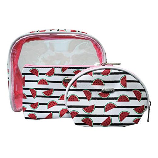 Kit com 3 necessaires, PVC, Feminina, Melancia