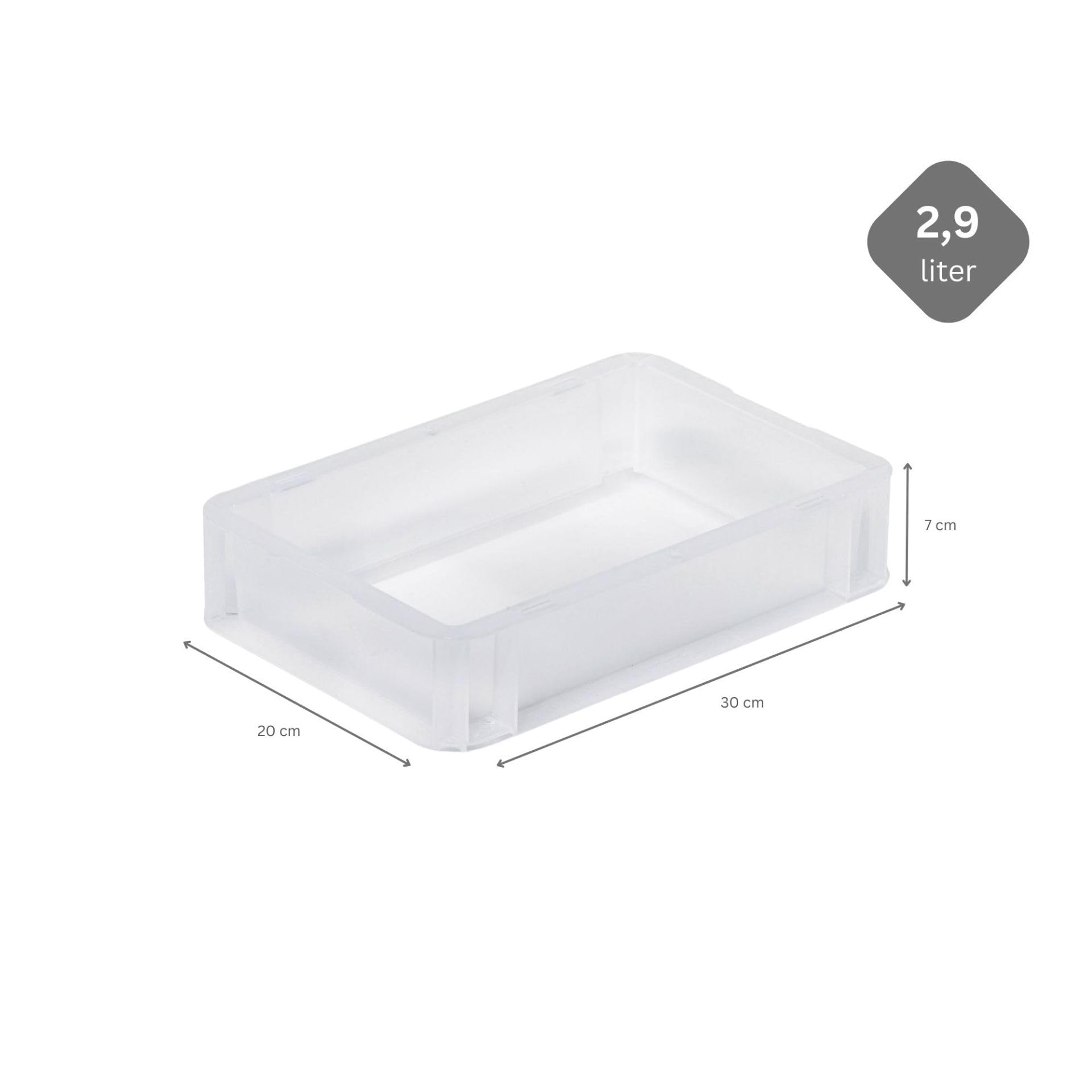 PROREGAL SET SUPER ÉCONOMIQUE 5x Bac Euro transparent LightLine avec poignée ouverte et couvercle d'appui | HxLxP 22x40x60cm | 46 litres | Eurobox, empilables