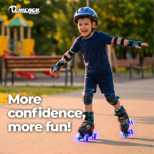 Image of Chicago Skates Glitzy Kids Roller Skates Monster Truck - Adjustable Roller Skates Girls Boys,Light-Up Wheels,Durable Beginner Quad Skates,Front Stopper,Comfortable,Smooth Rolling,Indoor Outdoor,Age 3+