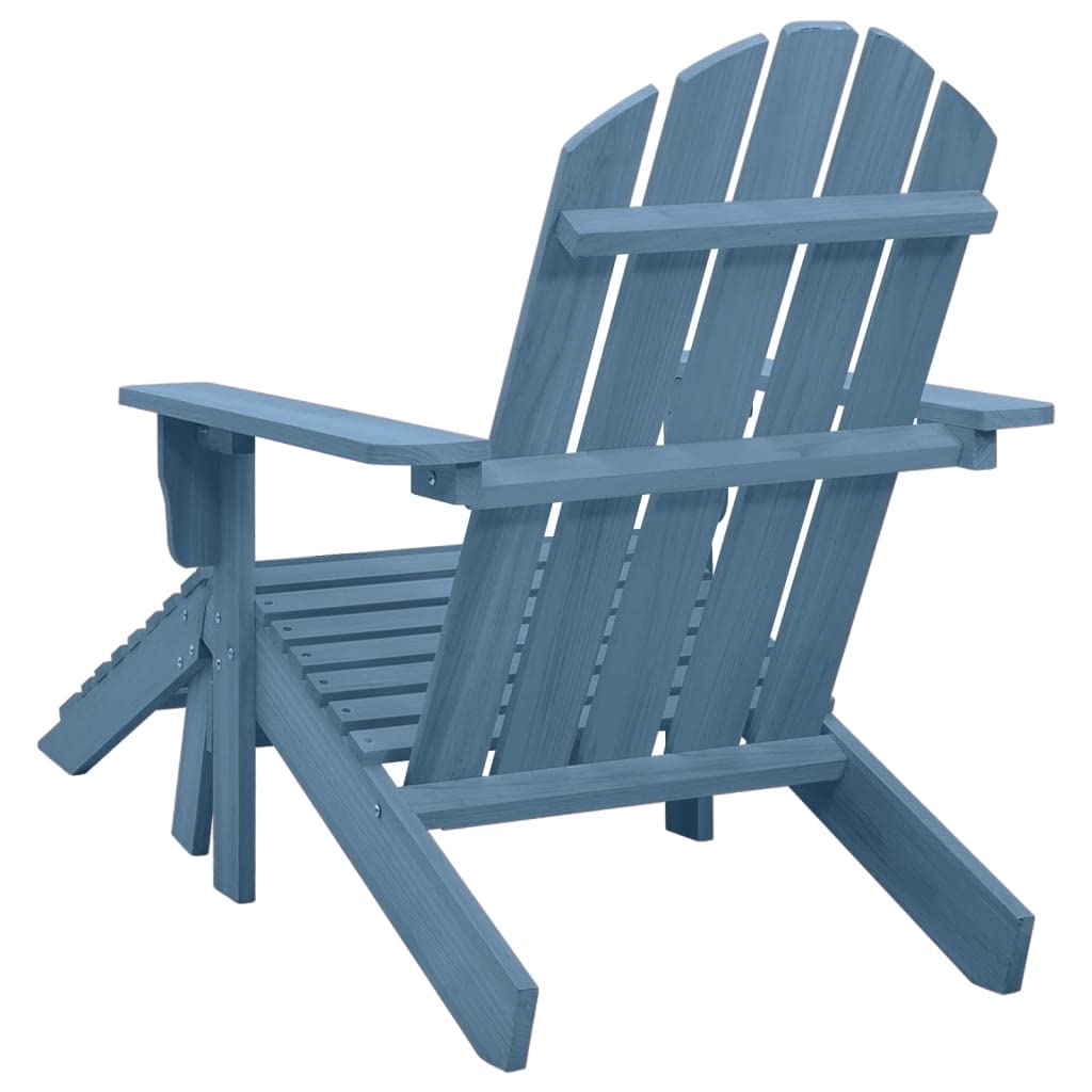 Adirondack Chaise de jardin avec repose-pieds en bois de sapin massif bleu, 70 x 147,5 x 88,5 cm, stable et résistante aux intempéries, fauteuil d'extérieur confortable pour terrasse et jardin