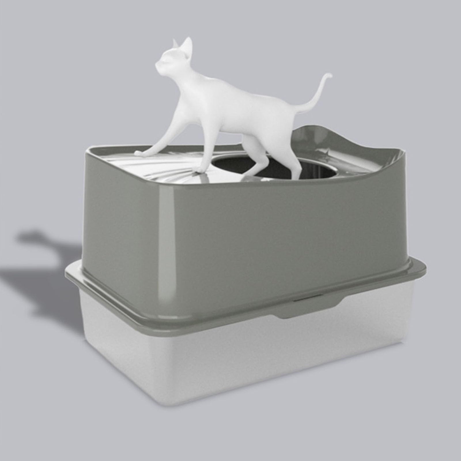 Exclusivo para Gatos y Perros Caja de Arena for Gatos Acero Inoxidable con Entrada Superior XL y Tapa, Caja Metal Pala for Grandes, Antiadherente, fácil Limpiar para Interiores(Pink)