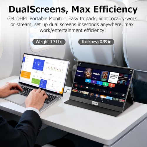 Image of Portable Monitor 15.6 Inch, Aluminum Alloy USB-C Laptop Monitor with Magnetic Smart Cover, FHD IPS Anti-Glare Second Screen for Laptop PC Mac Switch, VESA Mountable Travel Display