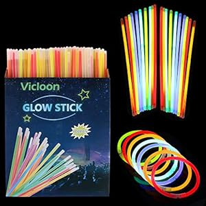 Vicloon Glow Sticks, 100 stuks Glow Sticks met Connector, Connector voor Armbanden, Ketting, Glow Sticks Glow Sticks…