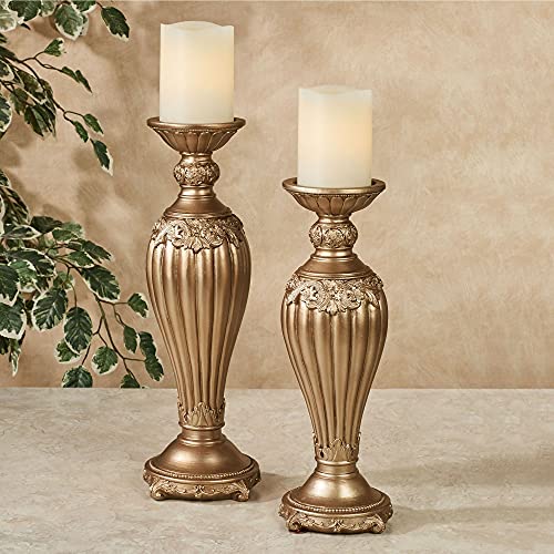 Touch Of Class Flowering Medallion Candleholders Aged Gold Set Of Two Set Of 2 thumb #1